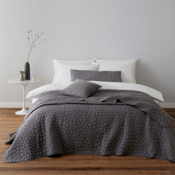 Pebble Charcoal Grey Bedspread image 1 of 3