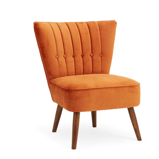 Isla Velvet Tail Chair Orange, Burnt Orange Armchair