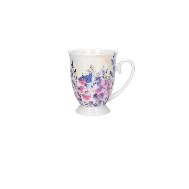 Floral Butterfly Footed Mug Blue