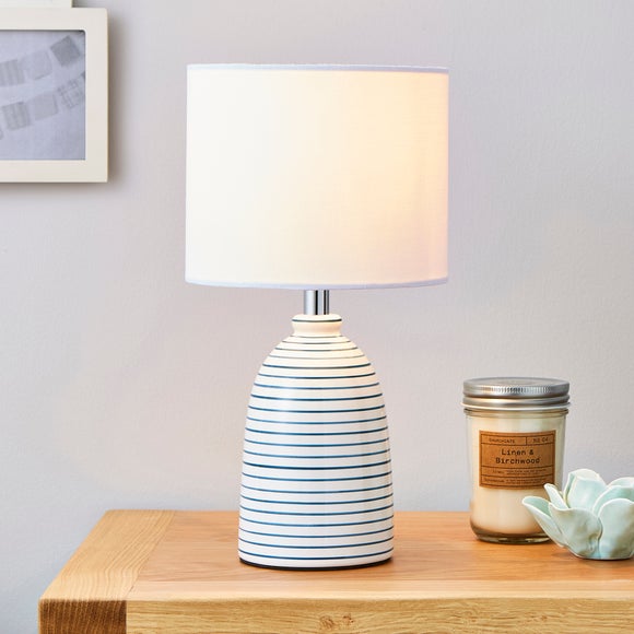 Blue and store white striped lamp