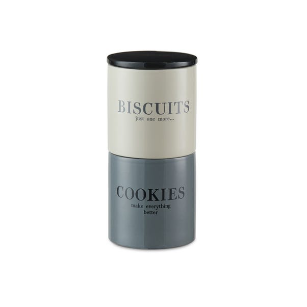 Set of 2 Monochrome Cookie and Biscuit Stacking Canisters image 1 of 1