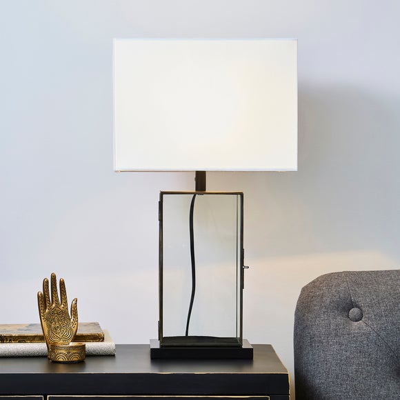 black and glass table lamp