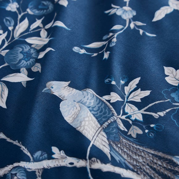 Oriental Bird Blue Duvet Cover and Pillowcase Set Dunelm