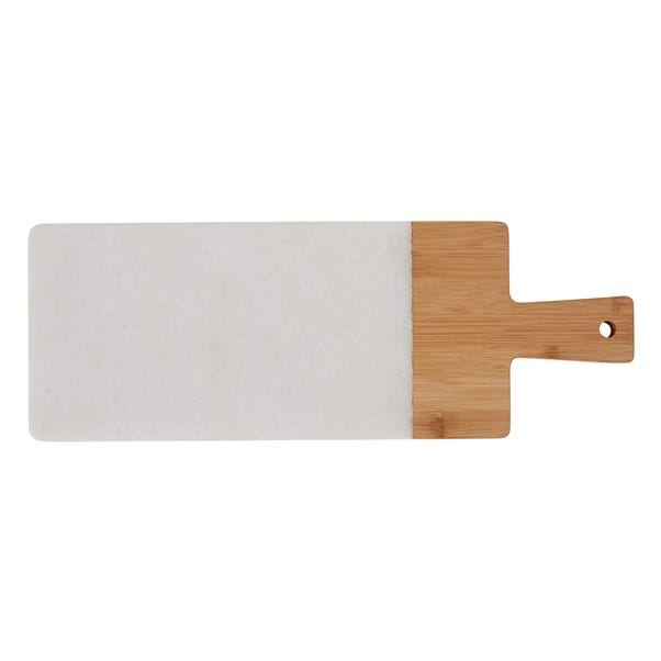 Marble and Wood Serve Board White