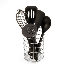 Silicone Utensils with Chrome Stand