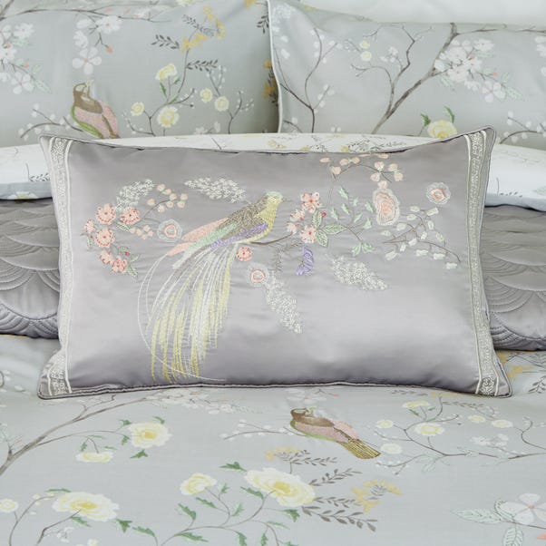Dorma Maiya Embroidered Grey Cushion Dunelm