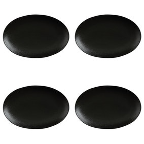 Maxwell & Williams Caviar Set Of 4 Black Oval Plates