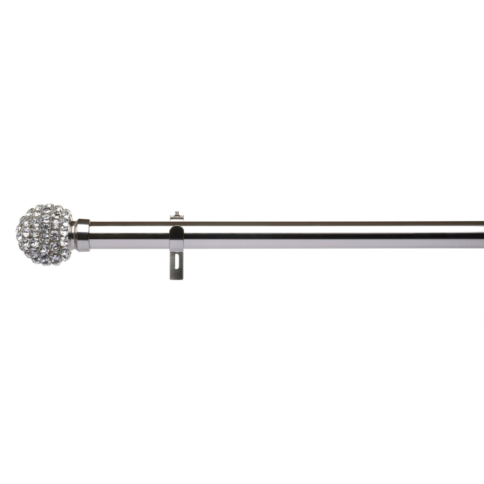 Diamante Satin Silver Extendable Eyelet Curtain Pole Satin Silver