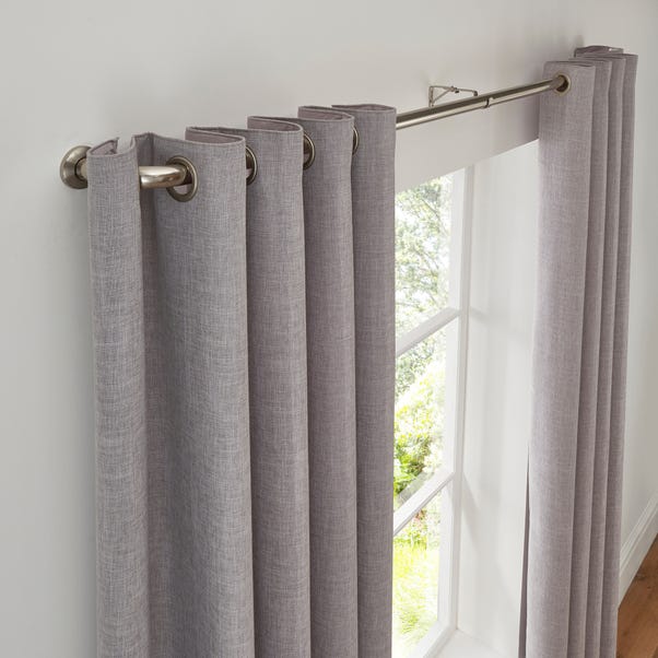 Room Darkening Extendable Satin Steel Curtain Pole Dia 25 28mm Dunelm - How To Fit Dunelm Bay Window Curtain Pole