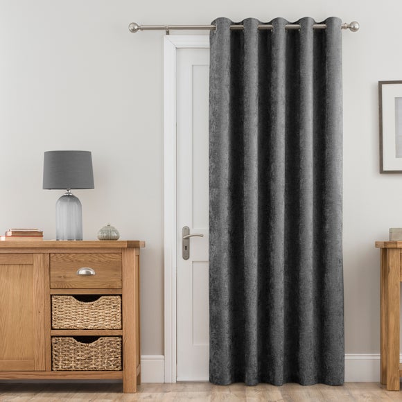 Chenille Grey Thermal Eyelet Door Curtain Dunelm   30649587 