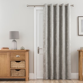 Chenille Silver Thermal Eyelet Door Curtain