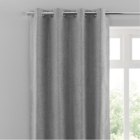 Oxford Dove Grey Chenille Eyelet Curtains