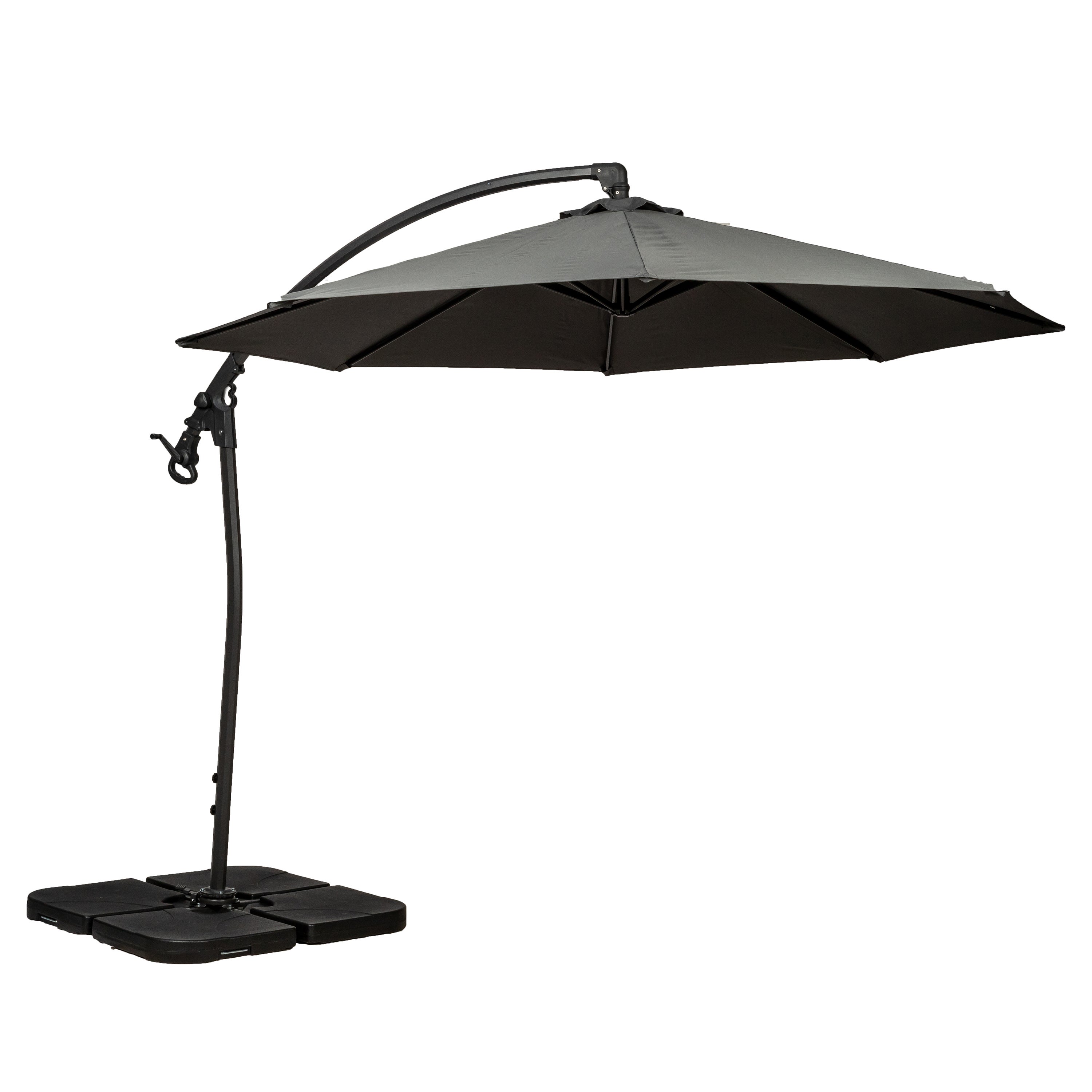 3m Deluxe Pedal Operated Rotational Cantilever Parasol with Cross Stand Cream