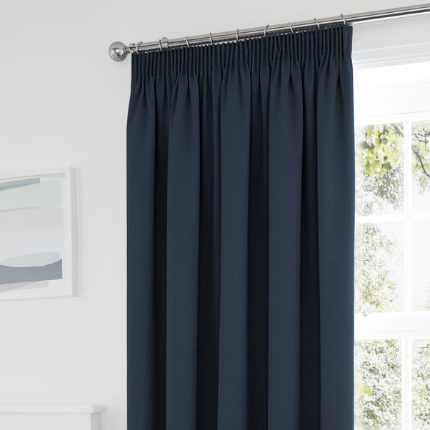Tyla Navy Blackout Pencil Pleat, Navy And White Blackout Curtains