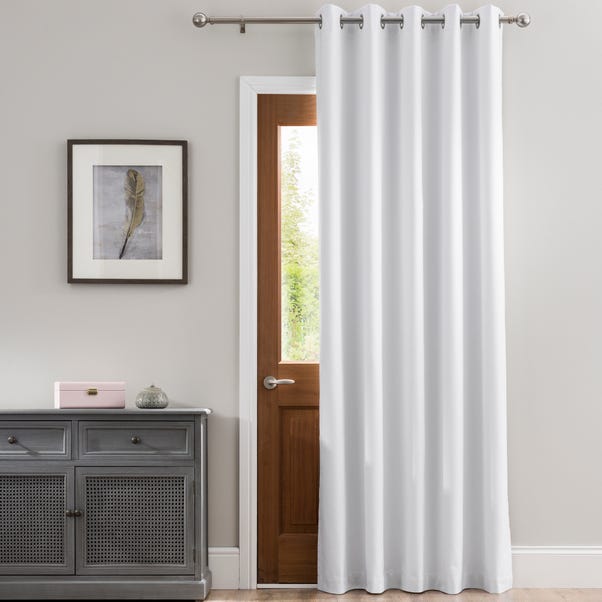 Luna Brushed White Blackout Eyelet Door Curtain Dunelm Luna Brushed White Blackout Eyelet Door, Curtains For Front Door