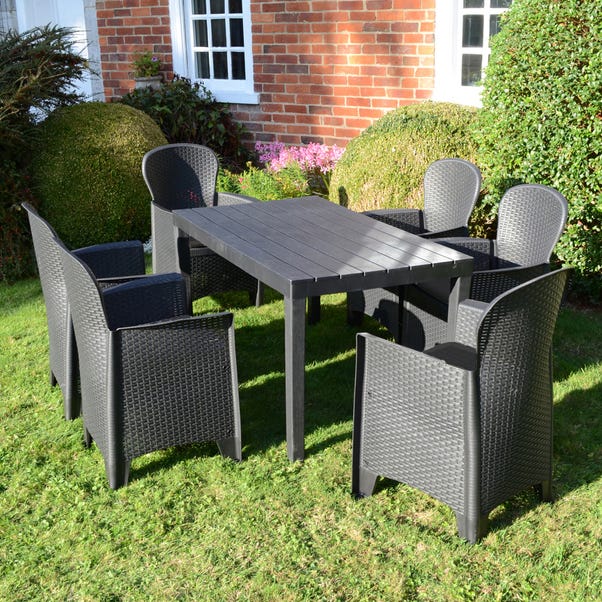 Trabella Roma 6 Seat Dining Set With Sicily Chairs Dunelm - Sicily 6 Seater Patio Set Cover