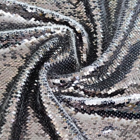 By the Metre Silver Sequin Tulle Fabric