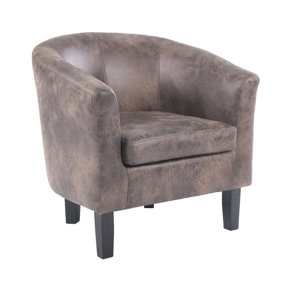 Faux Leather Tub Chair Tan Dunelm