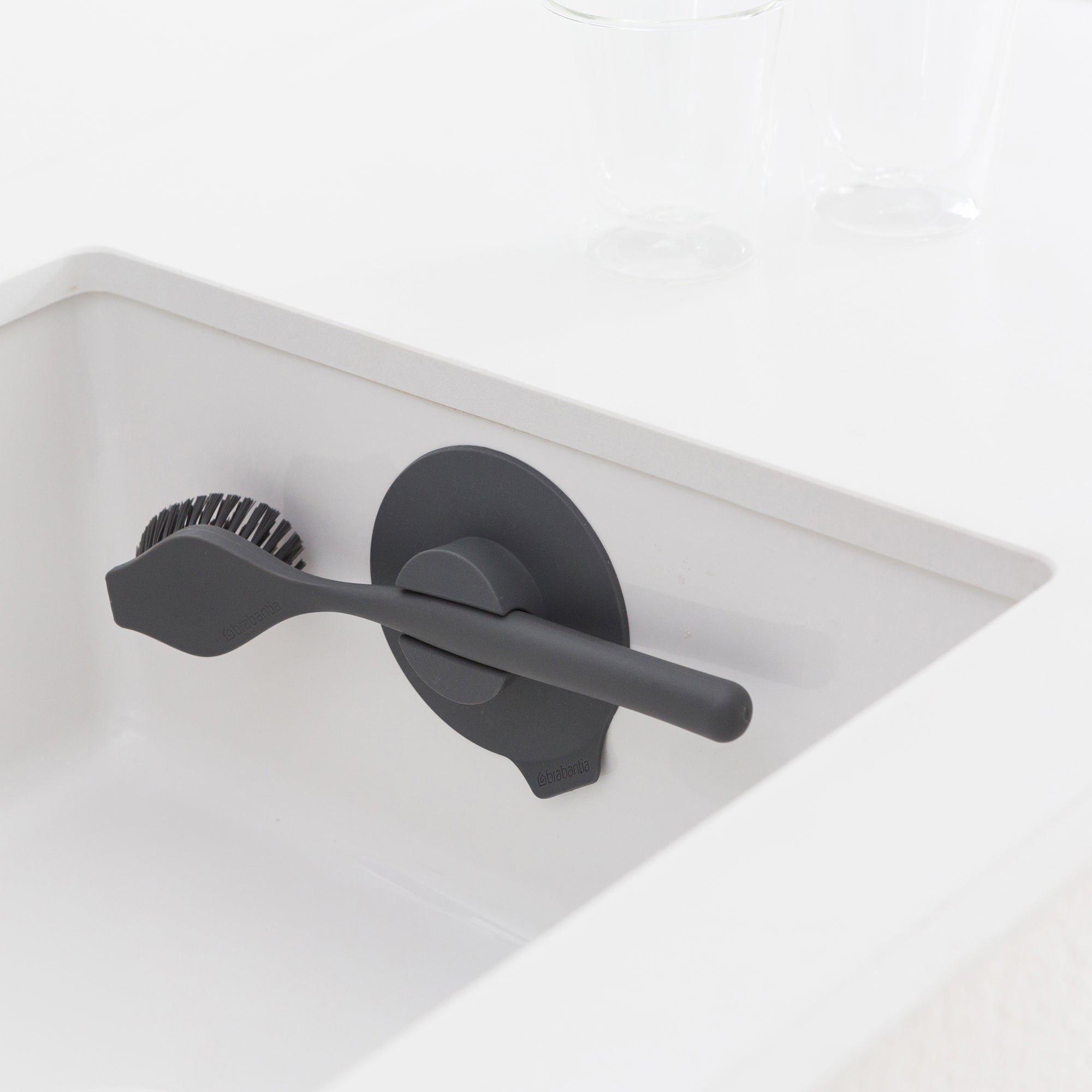 Photos - Cleaning Agent Brabantia Sinkside Dark Grey Dish Brush with Suction Cup Holder Grey 