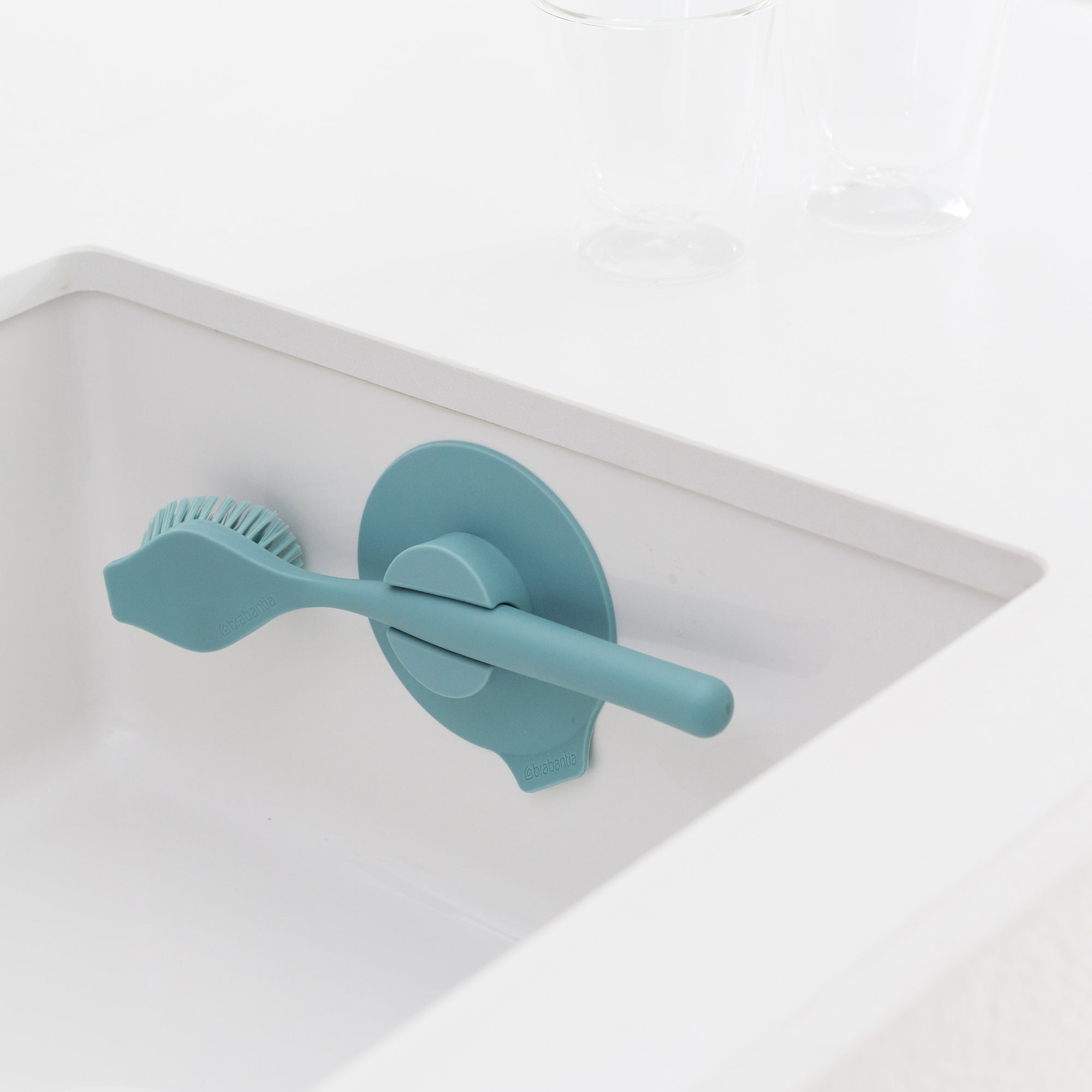 Brabantia Sinkside Mint Dish Brush With Suction Cup Holder Blue