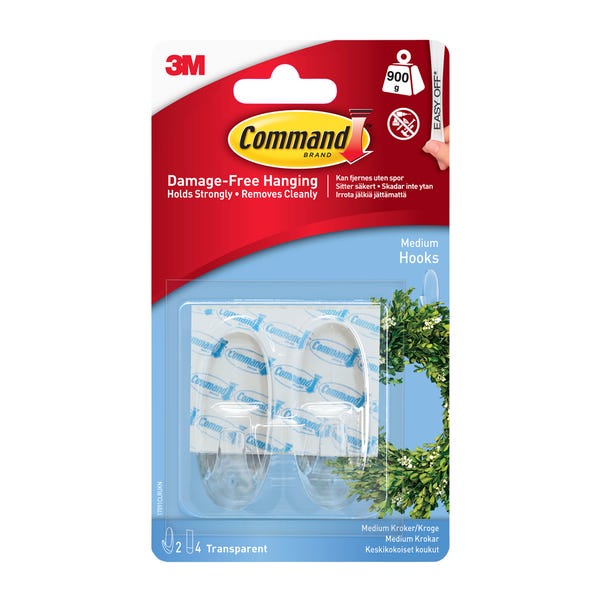 Pack of 2 Decorating Clear Command Hooks image 1 of 5