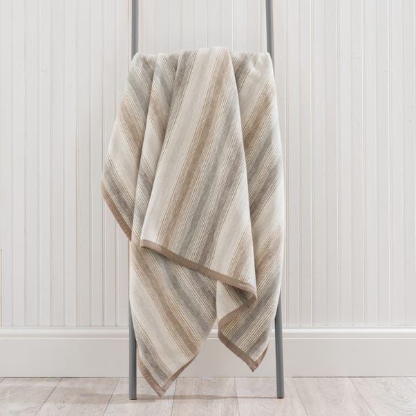 Super Soft Ombre Stripe Natural Throw image 1 of 4