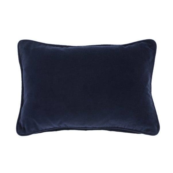 Clara Cotton Velvet Rectangle Cushion Ink (Blue) undefined