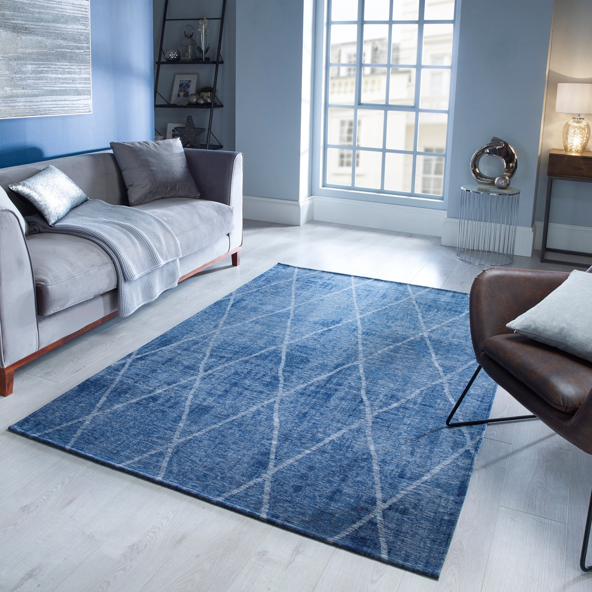 5a Fifth Avenue Sheer Diamond Geometric Rug Blue