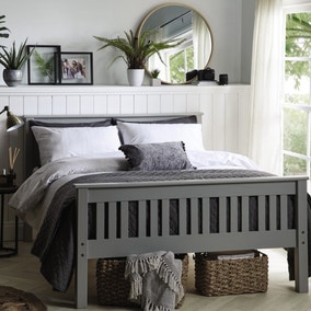 Grey Shaker Style Wooden Bed Frame