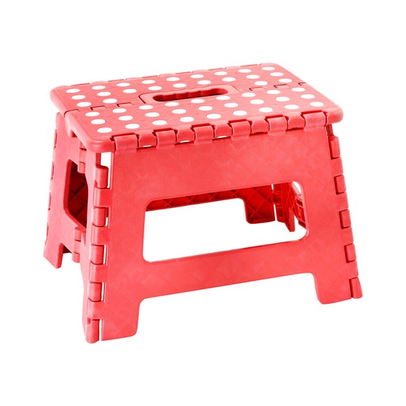 JMS RED SMALL STOOL JMS® Small Plastic Step Stool Folding Multi Purpose Heavy Duty-MADE IN UK