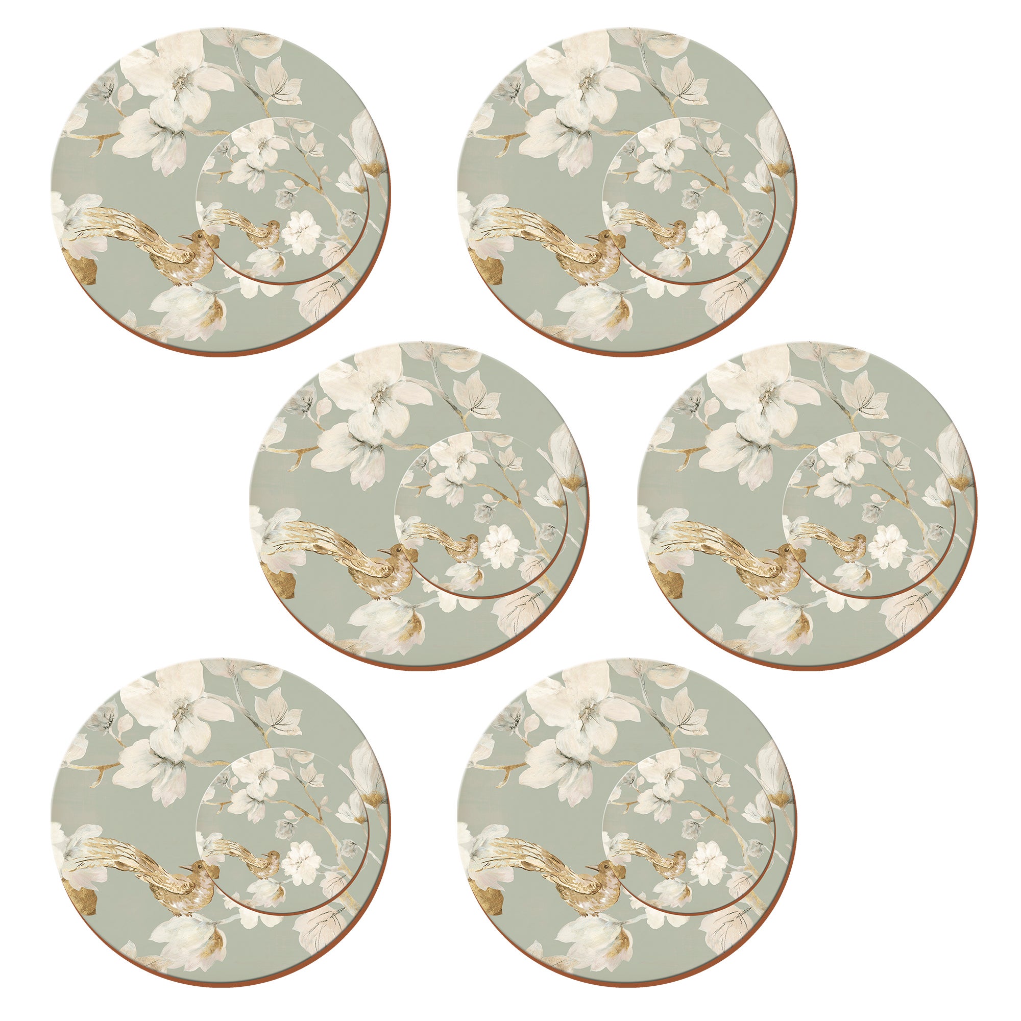 Set of 4 Duck Egg Floral Round Placemats