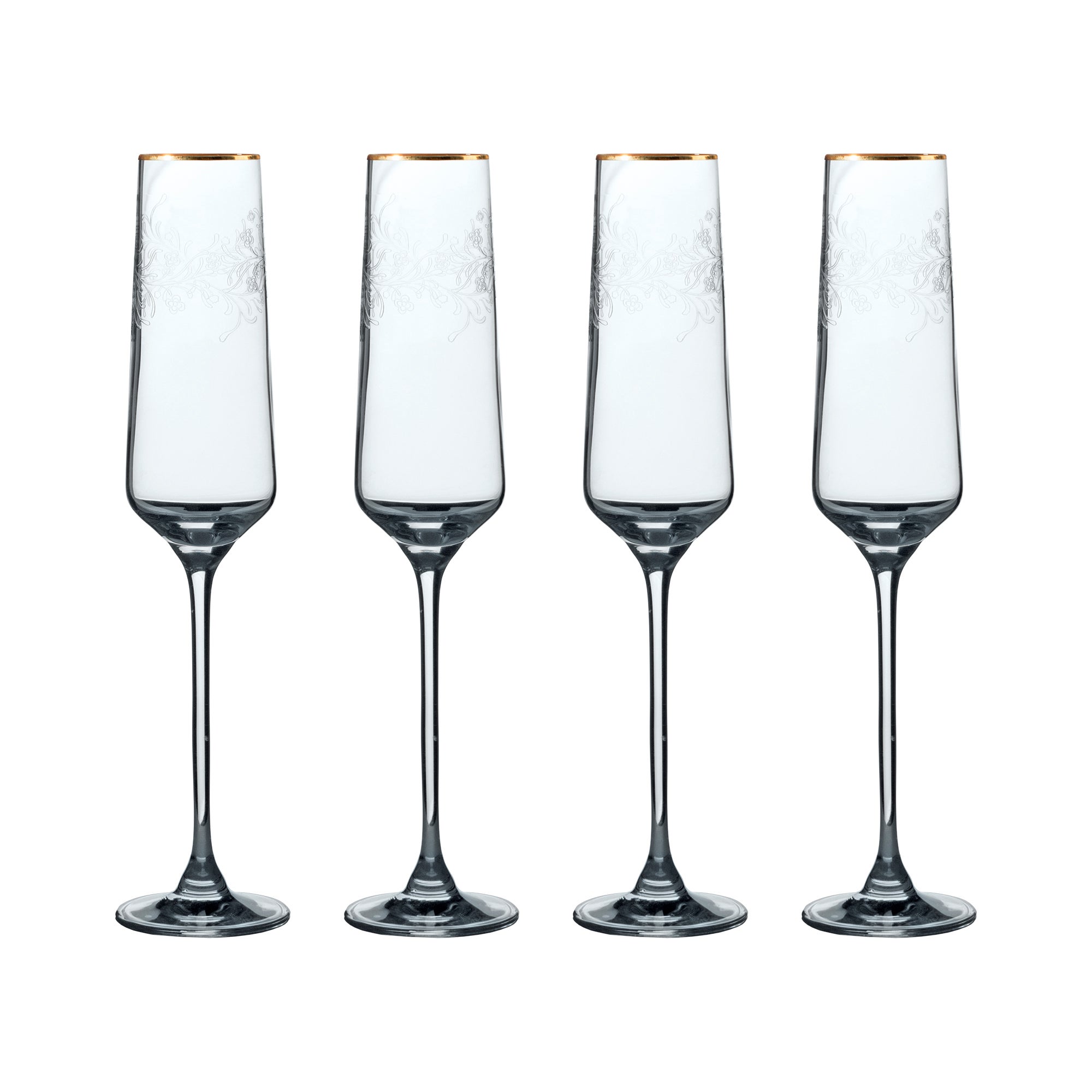 Set Of 4 Va The Cole Collection Champagne Flute Glasses Clear