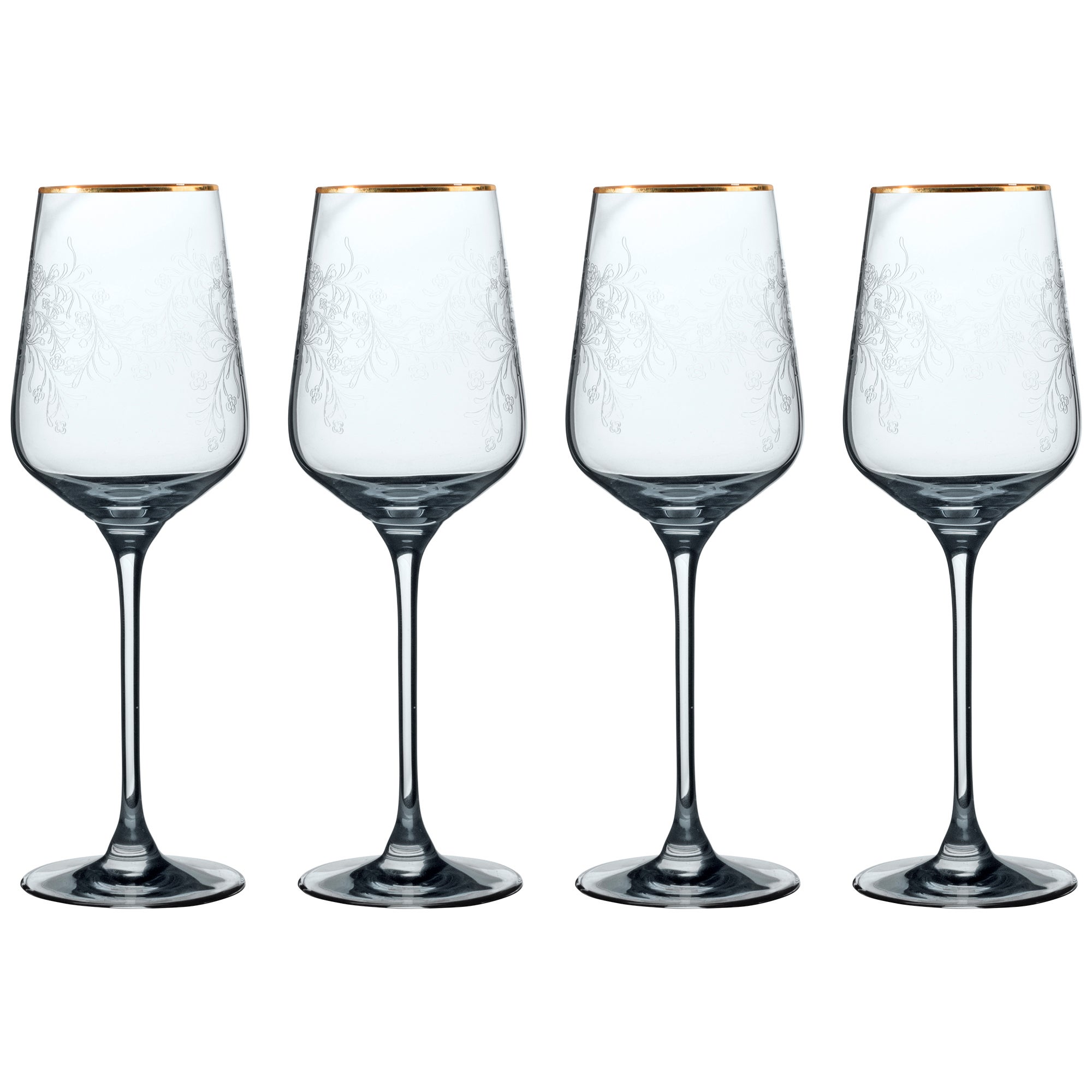 Set Of 4 Va The Cole Collection White Wine Glasses Clear