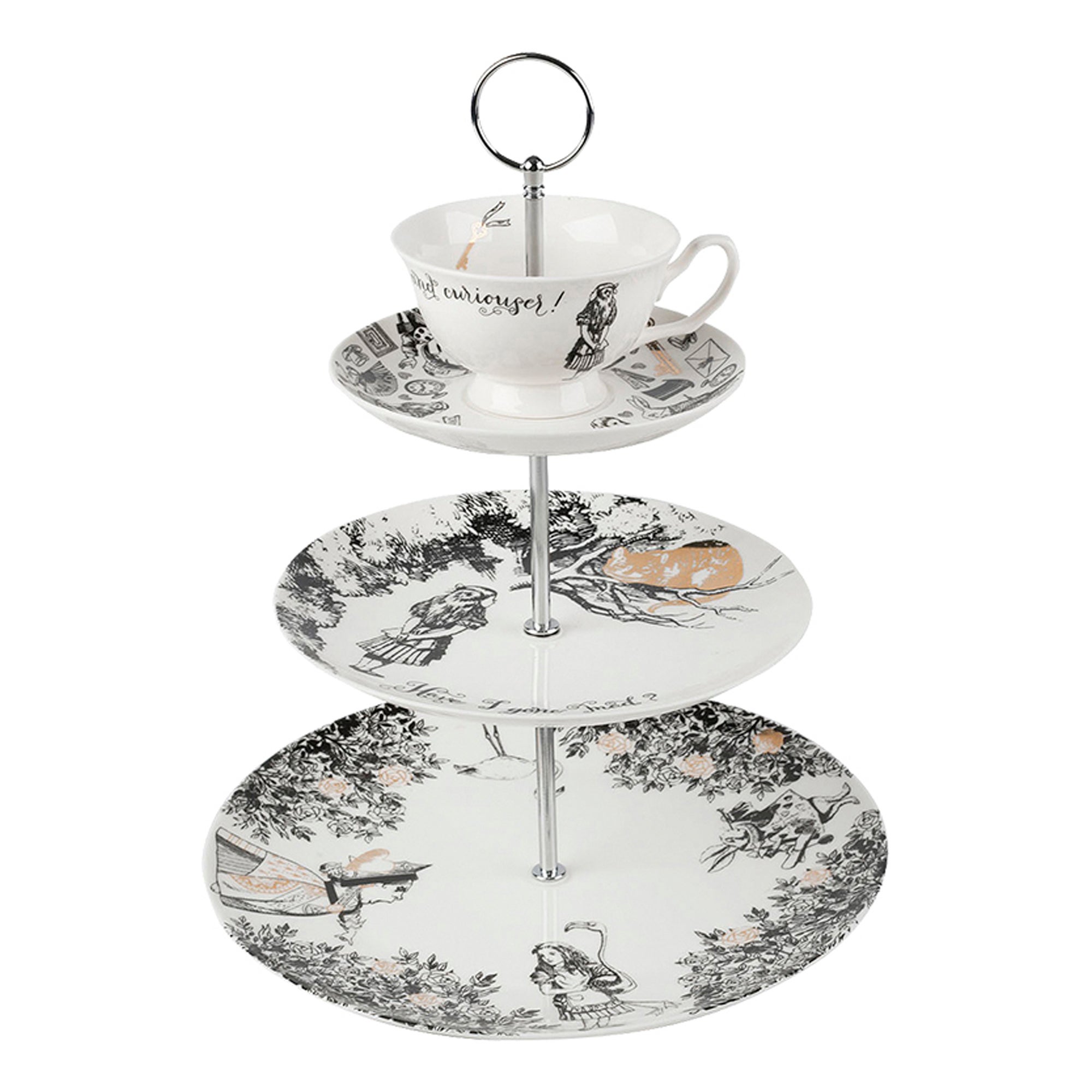 Click to view product details and reviews for Va Alice In Wonderland 3 Tier Cake Stand White Black Yellow.