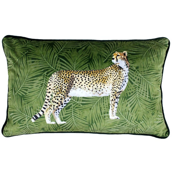 Paoletti Green Cheetah Botanical Cushion image 1 of 5