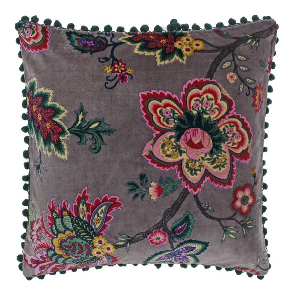 Paoletti Palampur Floral Velvet Cushion image 1 of 1