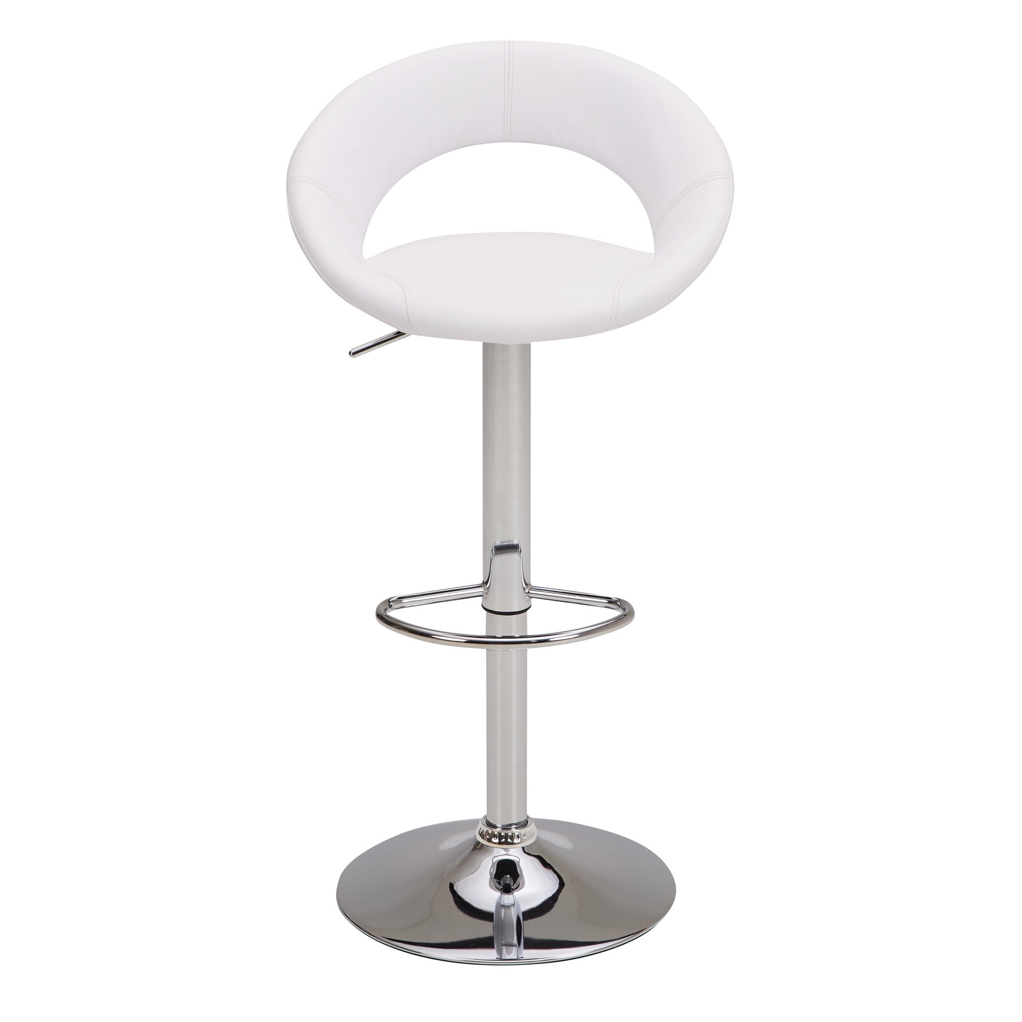 Knox Adjustable Height Swivel Bar Stool Faux Leather White