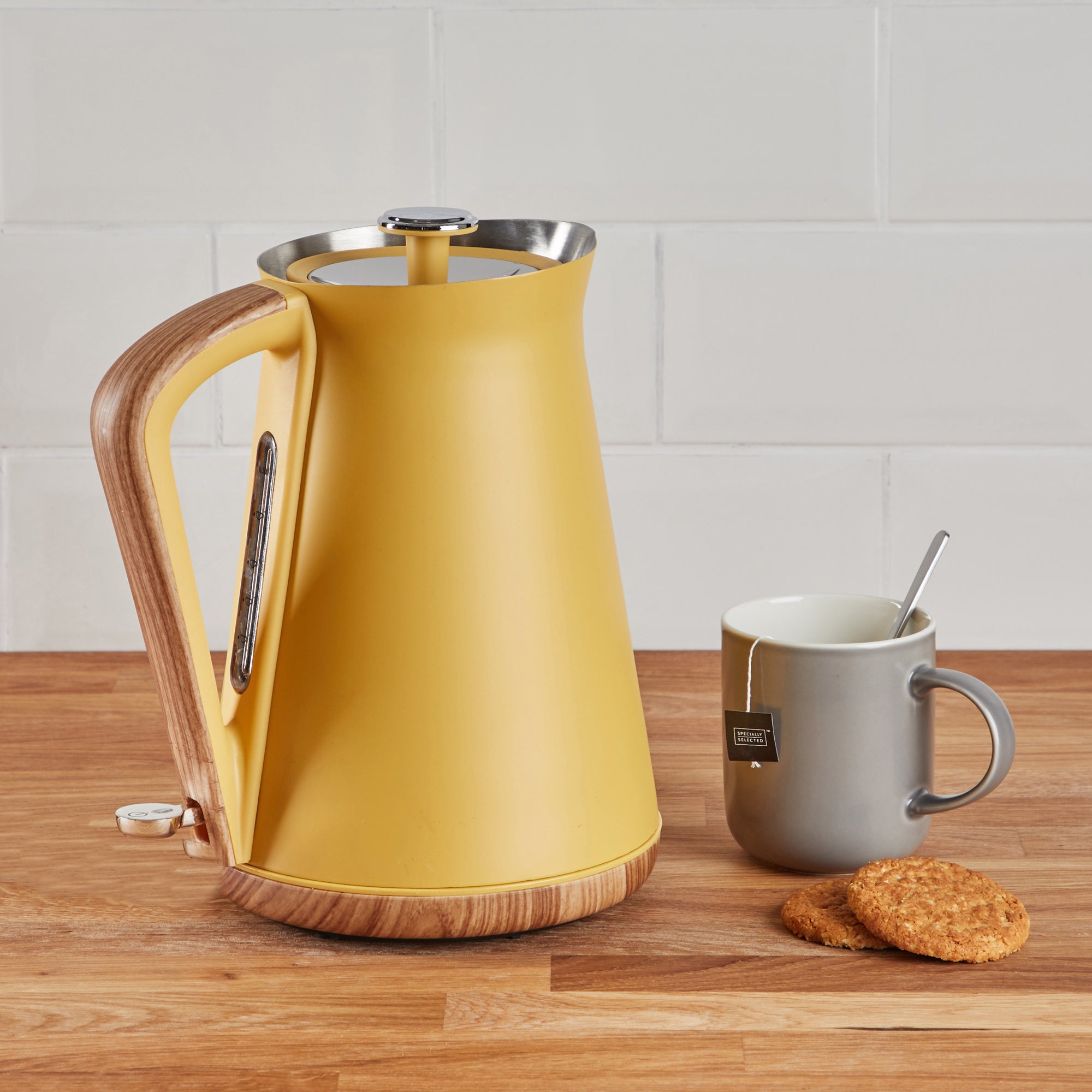 Contemporary 17l 3kw Ochre Jug Kettle Yellow Brown And Silver