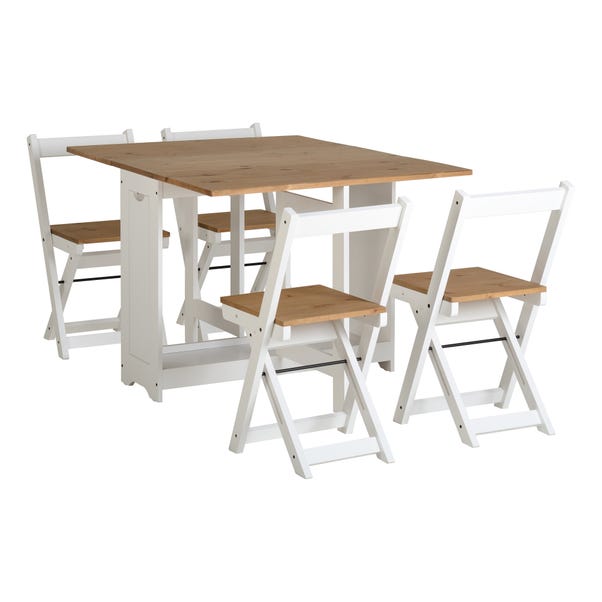 Santos Drop Leaf Dining Set Dunelm, Folding Dining Table And Chairs Set White
