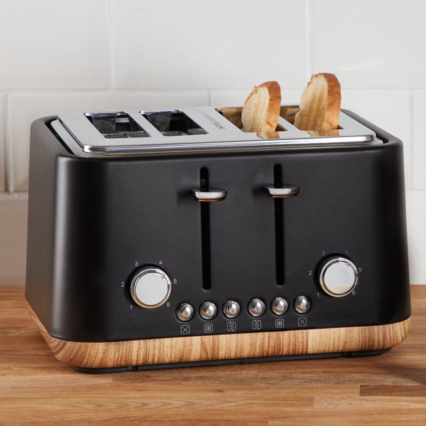 Contemporary 4 Slice Matt Black Toaster image 1 of 5