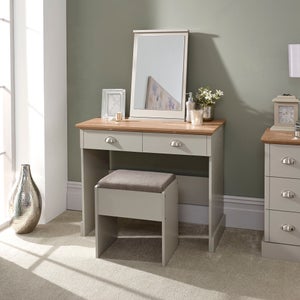 Kendal 2 Drawer Dressing Table Set With Mirror- Grey