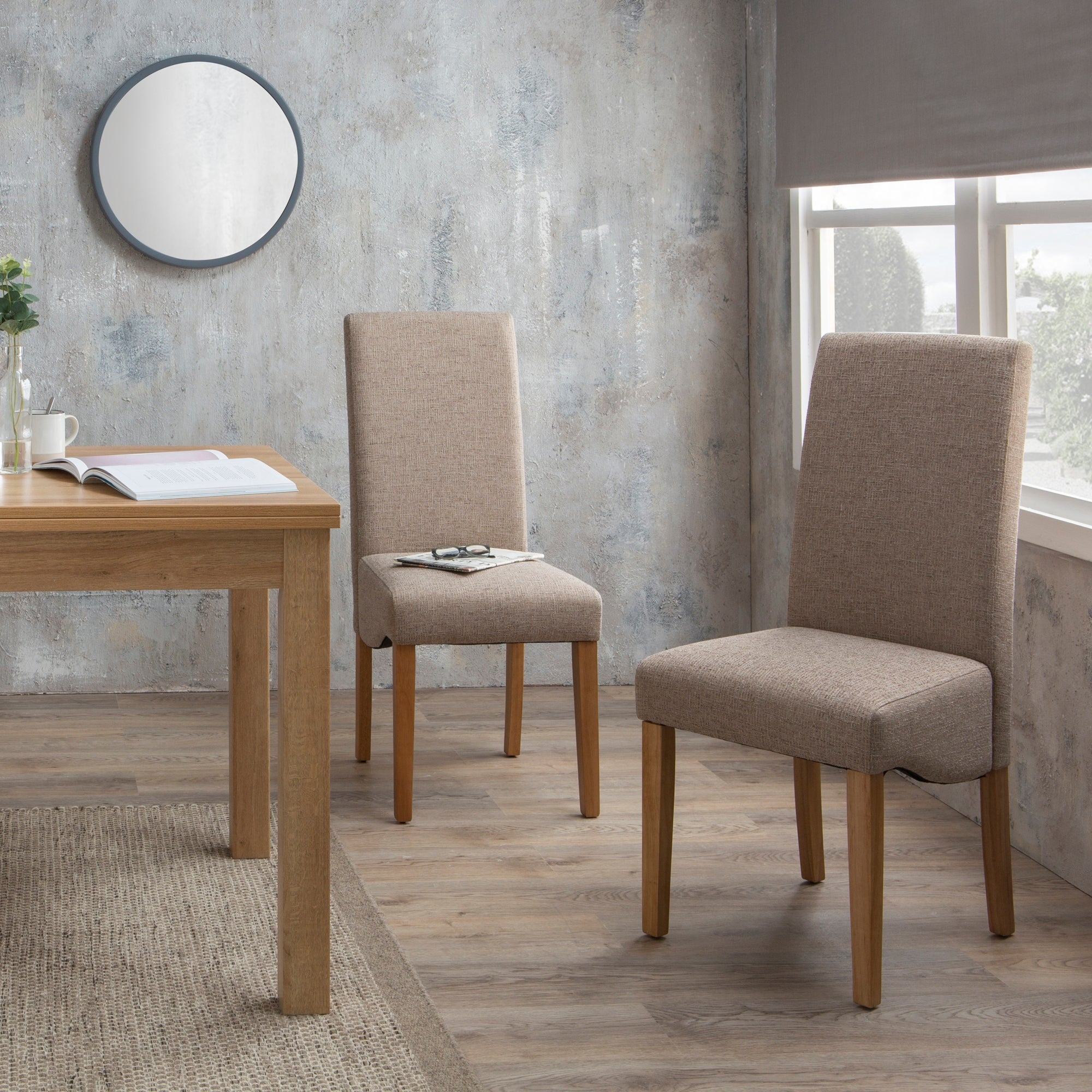 Ethan Set of 2 Dining Chairs Natural Boucle | Dunelm