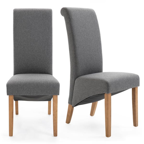 Chester Set of 2 Dining Chairs Grey Herringbone