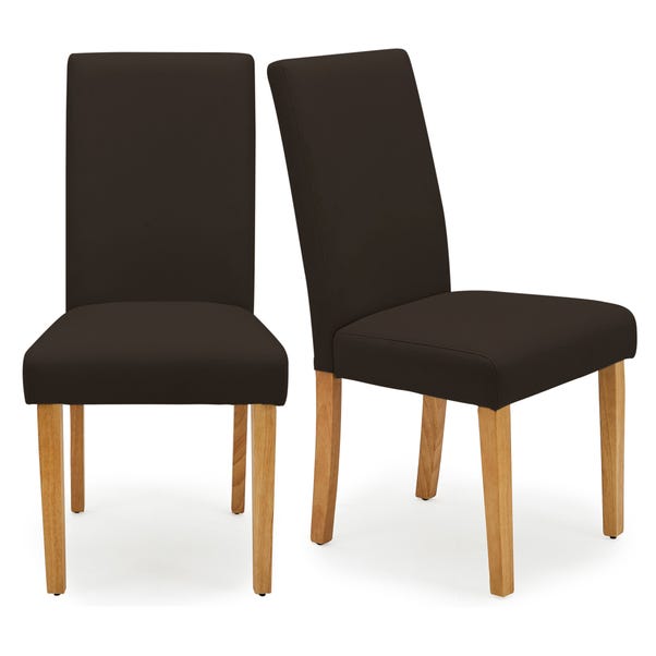 Hugo Set of 2 Dining Chairs Chocolate PU Leather