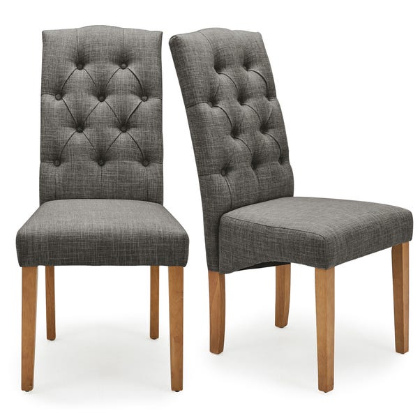 Darcy Set Of 2 Dining Chairs Charcoal, Charcoal Dining Chairs With Oak Legs