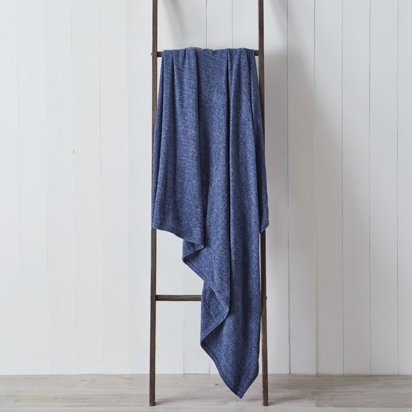 Chenille Denim Blue 200cm x 200cm Throw Dunelm