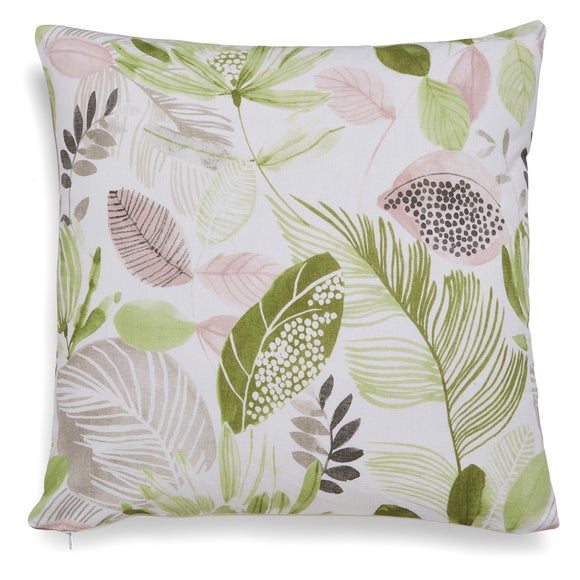 Ashleigh Leaf Woven Green Cushion | Dunelm