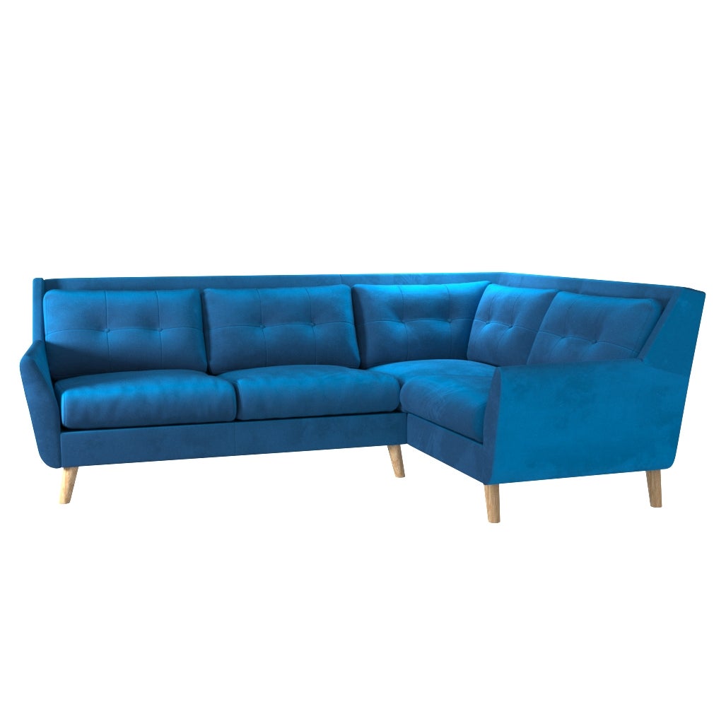 Halston Velvet Corner Sofa Blue