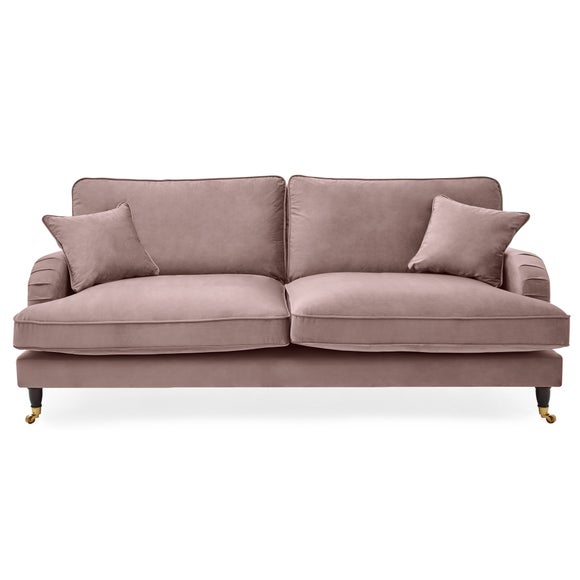 Dunelm Rupert 4 Seater Velvet Sofa Blush (Pink)