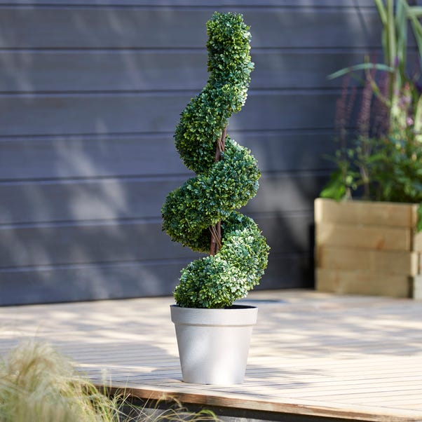 Artificial Spiral Topiary With Silver, Artificial Outdoor Topiary Spiral